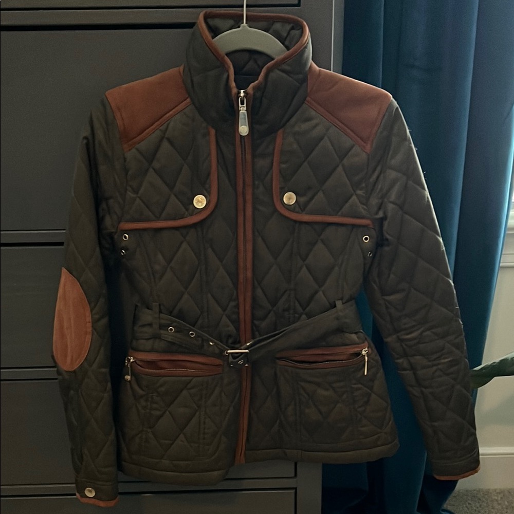 Vince Camuto Quilted Jacket with Brown Accents